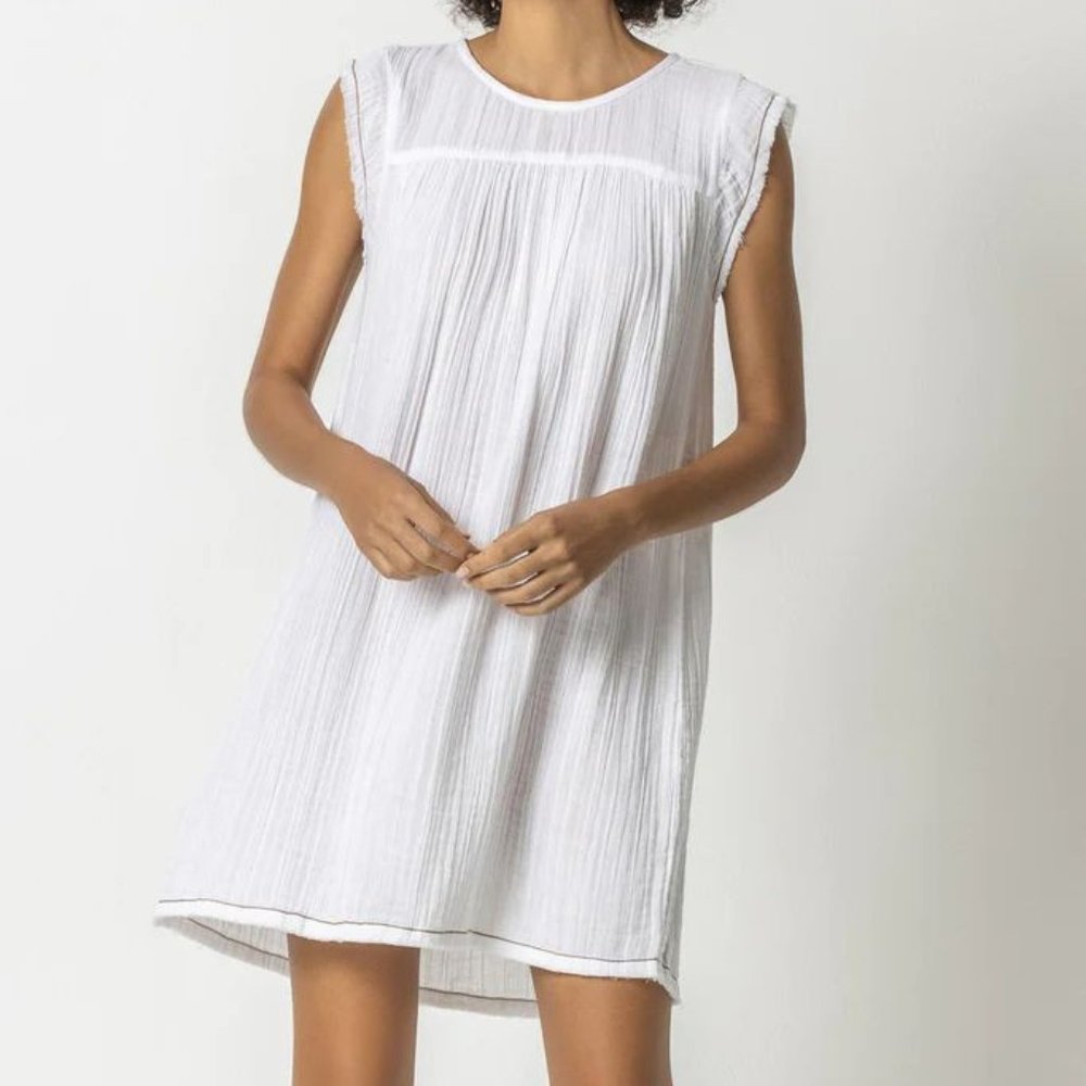 LILLA P CAP SLEEVE DRESS WHITE SIZE M NWT